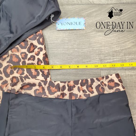 Yonique Crop Boyshort 3 Piece Bikini Swimsuit Size S - Picture 3 of 4